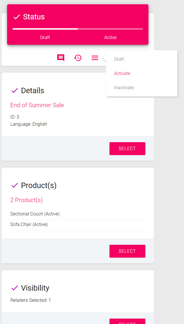 Sales Status Activate