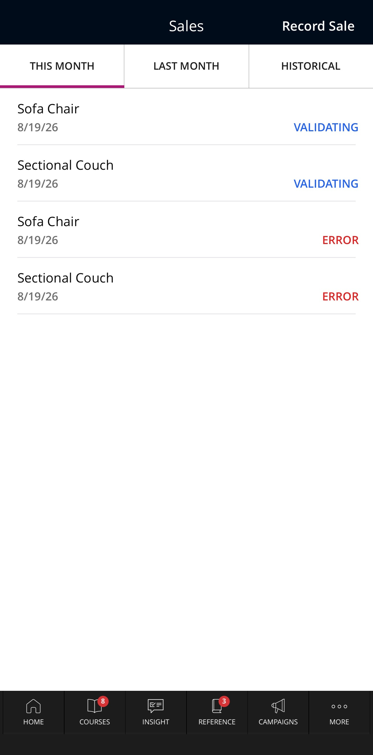 SellPro Sale Status Validating or Error